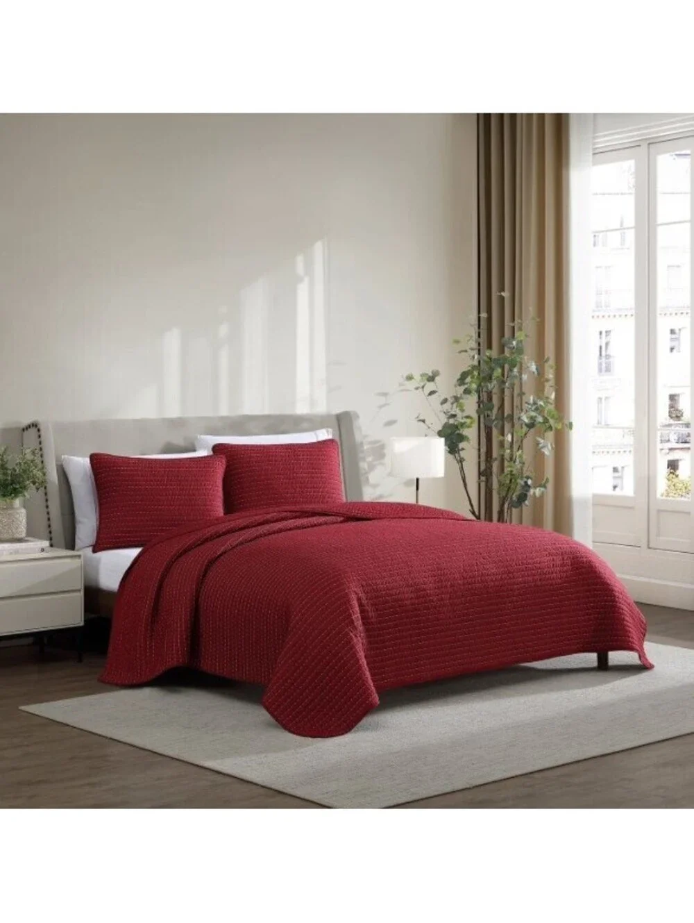 Lenox 3-Piece Quilt Set in Red FULL/QUEEN